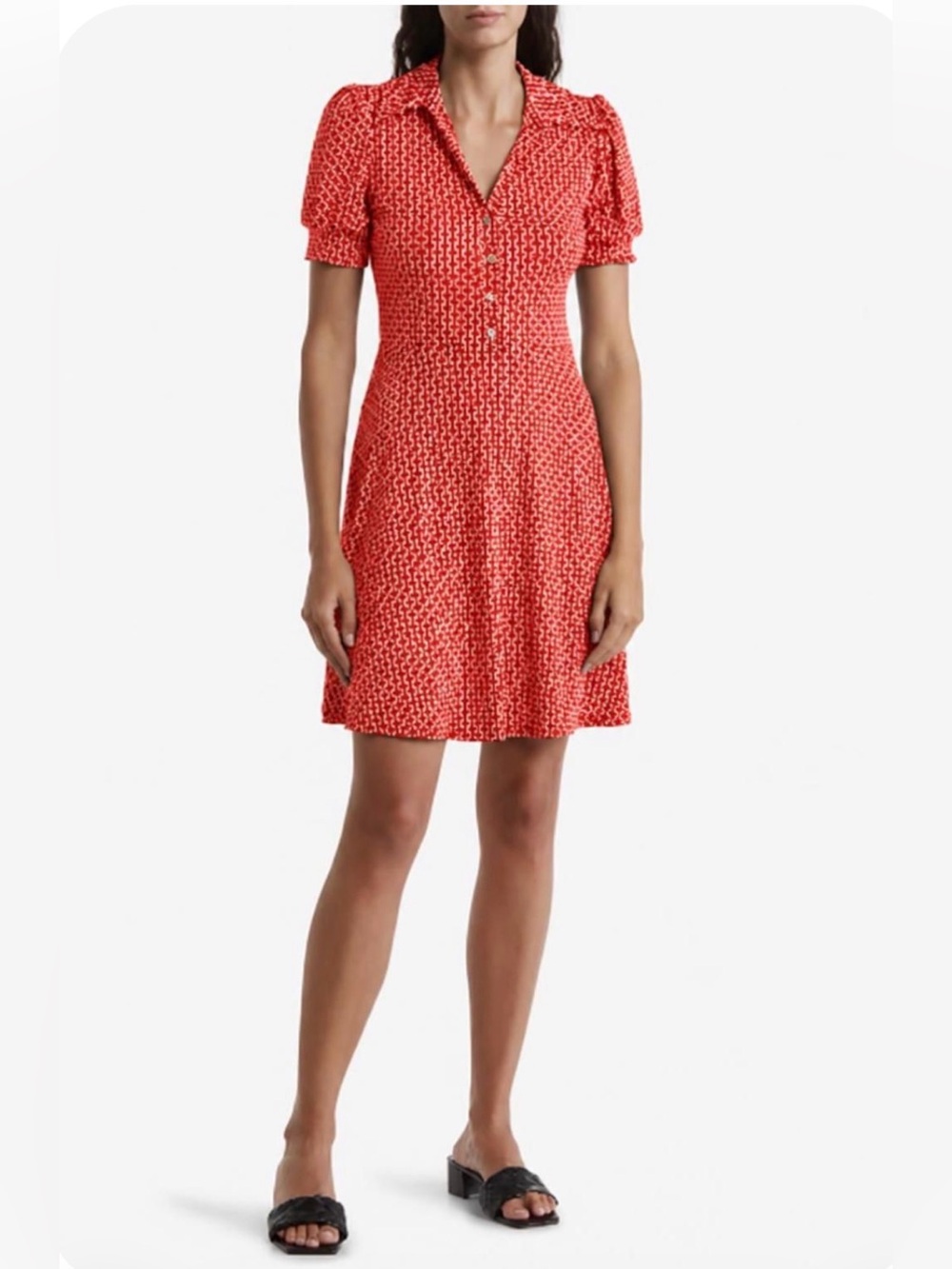 Lunachix Betty The Banker Shift orange/white chain Dress M